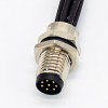 M8 8 Pin Male Connector Circular Waterproof Straight A Coding Panel Mount Solder Socket With 1M 26AWG Wire