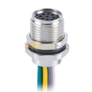 M8 8Pin Connector Panel Mount Solder Type Straight Waterproof A Coding Female Receptacles With 1M 26AWG Wire