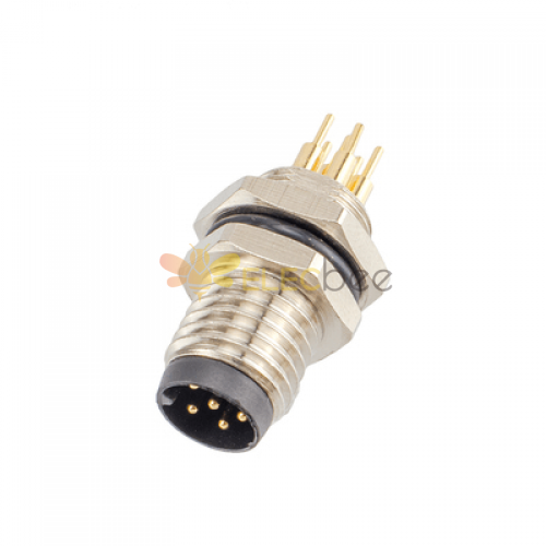 M8 8Pin Male PCB Socket Connector A Coding Back Mount Waterproof Straight Panel Receptacles