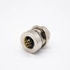 M8 8 pin Female A Code Straight Front Mount M12-1.0 Thread Solder Type