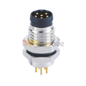 M8 Binder Connector A Coding Waterproof Front Mount Circular 6 Pin Male Straight PCB Panel Aviation Connector