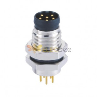 M8 Binder Connector A Coding Waterproof Front Mount Circular Straight 6 Pin Male PCB Panel Aviation Connector