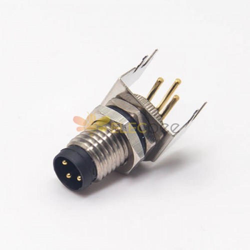 傳感器m8連接器直式3芯公頭插座前鎖板防水接頭PCB板安裝