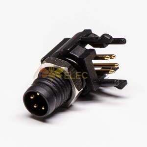 M8 Circular Connector Right Angle PCB 4 Pin Panel Mount Male Waterproof Socket