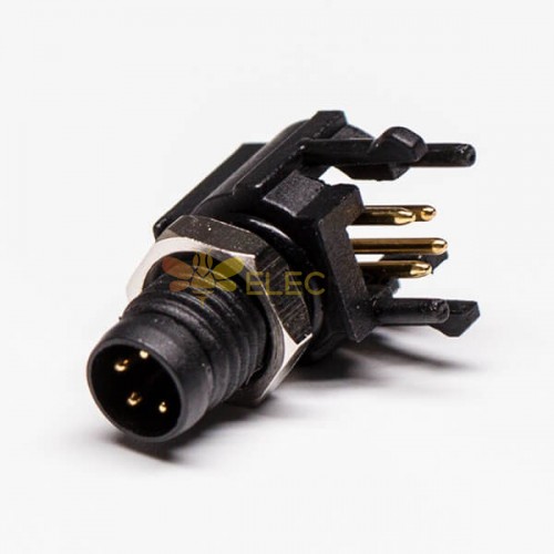lightweight temporary Drill M8 Circular Connector Right Angle PCB 4 Pin Panel Mount Male Waterproof  Socket