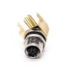 M8 Connector Right Angle 6pin Female A Code PCB Mount Front Mount With Gold-plated Bracket