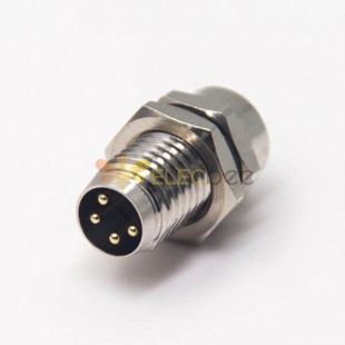 M8 Male Connector avec Solder Cups 4 Pin Aion Socket Waterproof Straight Panel Mount