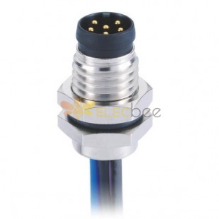 M8 Metal Connector 6Pin A Coding Straight Waterproof Front Mount Male Solder Type With 1M 26AWG Wire