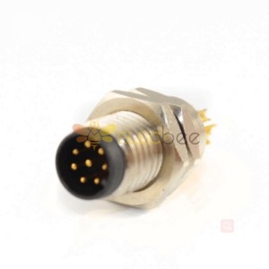 M8 Sensor Cable Connector A Coding Front Mount Circular 8 Pin Male Solder Socket Straight Waterproof