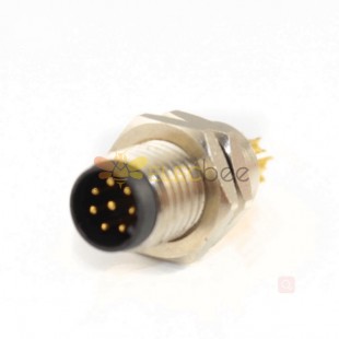 M8 Sensor Cable Connector A Coding Front Mount Circular 8 Pin Male Soudure Socket Straight waterproof