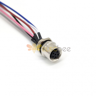 M8 Sensor Cable Socket Circular Wateproof Straight A Coding Back Mount 6 Pin hembra Soldadura Socket con cable de 1M 26AWG