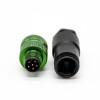 m8 6pin connector male plug Solder Type female socket front mount straight green Unshielded B code