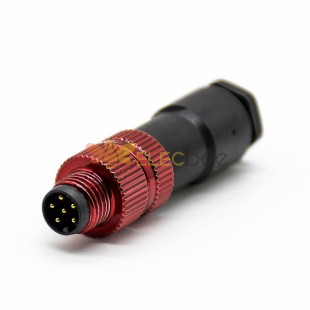m8 6pin male plug Solder Type female socket front mount straight Red wine Unshielded B code Female Socket