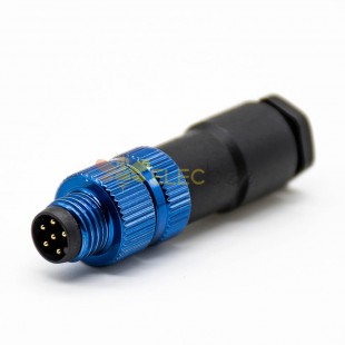 m8 connector 6pin male plug Solder Type female socket front mount straight blue Unshielded B code Female Socket