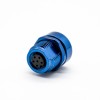感測器m8連接器6芯公插頭直式焊線母插座前鎖板安裝藍色不帶遮罩B編碼