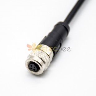 M9 Female 4pin Straight Overmolded Cable Single Ended Cable 1M