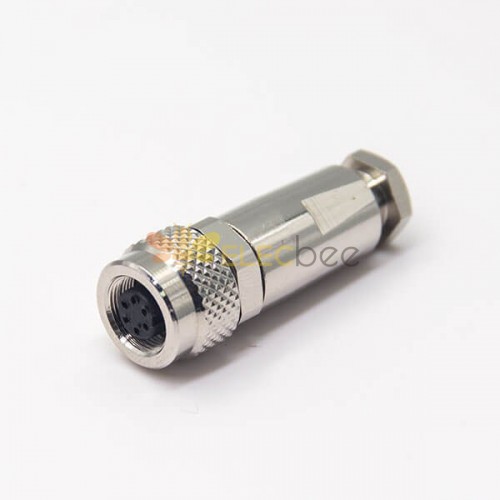 Connector Metal M9 Straight Female 6pin Metal Wireable Waterproof Shield Connector