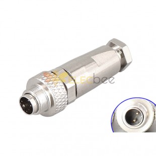 M9 male straight cable plug 2pin waterproof ip67 industrial connector shield solder type for cable