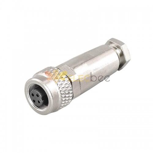 Metal Connector M9 4Pin Female Straight Waterproof Shield Wireable Connector Solder Contacts