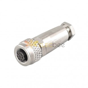 Metal Connector M9 8Pin Female Straight Waterproof Shield Wireable Connector Solder Contacts