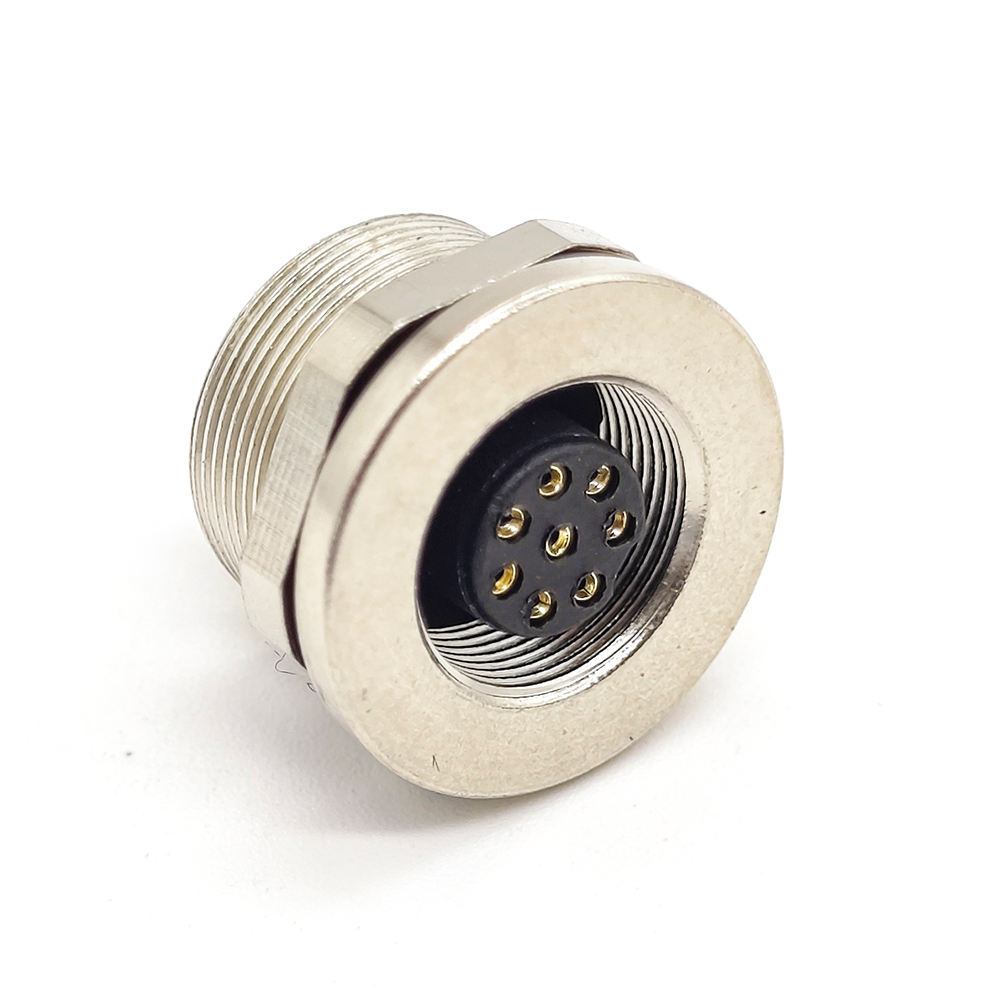 M9 Female 8 Pin Panel Mount Connector Back Fastened Waterproof Connector M9 Solder Type Socket