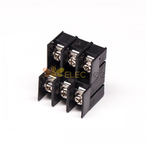 柵欄式雙層接線端子6芯帶螺絲黑色穿孔式接線連接器