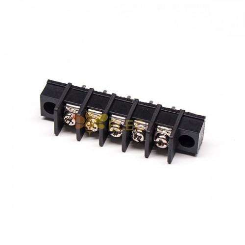 Single row Barrier Terminal Strip 5pin Straight Black Connector for Cable
