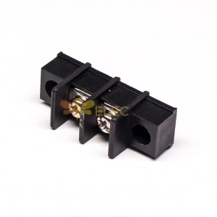 Straight Terminal Connector Black 2 holes Flange Connector for Panel Mount