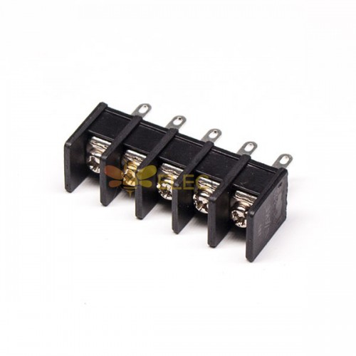 接線端子焊線直式5芯黑色穿孔式PCB板安裝柵欄式端子接線