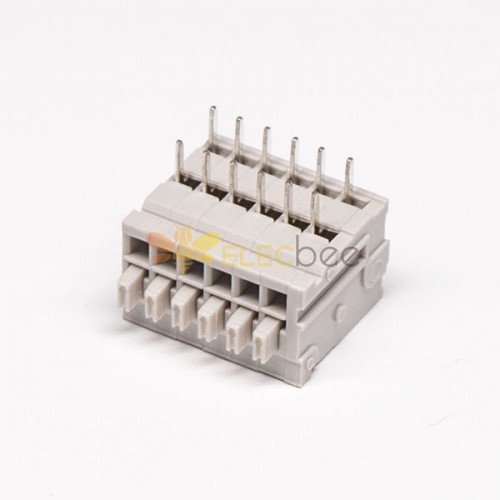 灰色端子台弯式弹簧式插PCB板12芯端子接线连接器