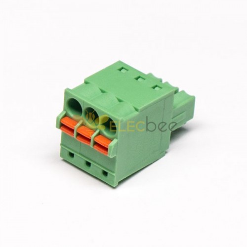 180度進線PCB接線端子彈簧式綠色直式插拔連接器