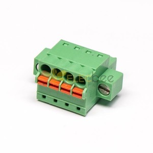 Conectores PCB plugáveis primavera através do conector verde reto do furo