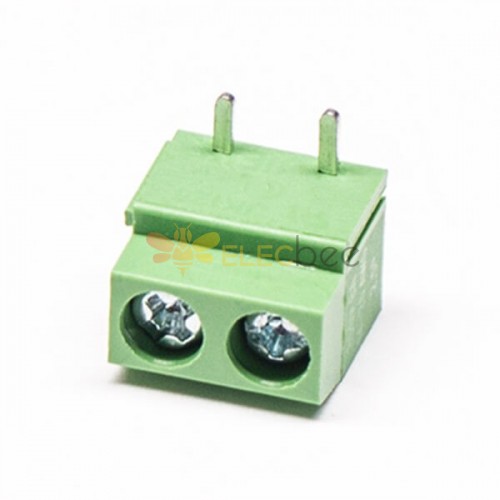 2 broches Screw Terminal 90 Degree Right Angled Green PCB Terminal Blcok