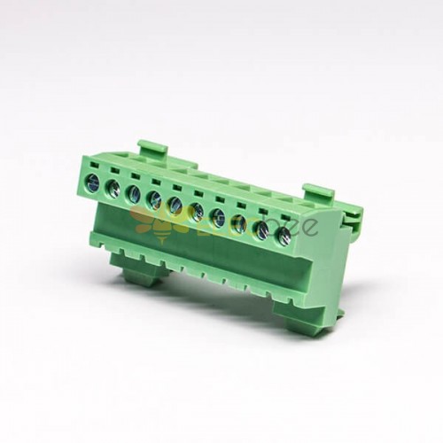 螺钉式接线端子排面板安装穿孔式10芯绿色端子座