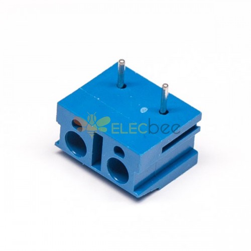 PCB螺釘式接線端子藍色2芯方形穿孔彎式插板