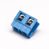 PCB螺釘式接線端子藍色2芯方形穿孔彎式插板