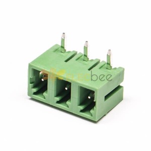 Bloque de terminales de 3 pines 90 grados PCB conector plástico verde
