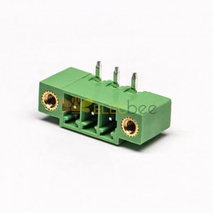 3 broches Terminal Block Connector Right Angle avec 2 Screw Hole Green Pluggable Connector