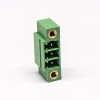 绿色接线端子2孔法兰弯式3芯插孔PCB板安装端子连接器