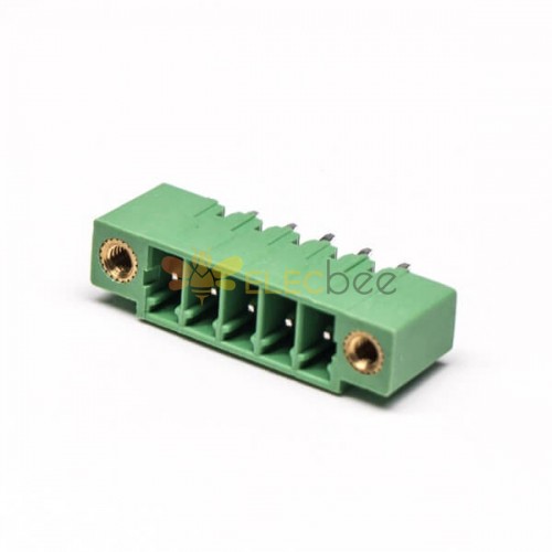 綠色的接線端子5芯直式穿孔插板綠色插拔式端子接線 3.50mm