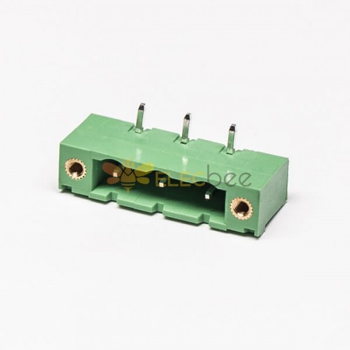 插拔式端子臺3芯2孔法蘭安裝直式綠色端子座