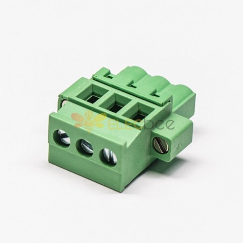 綠色端子插頭插拔式三螺釘直式壓接接線連接器