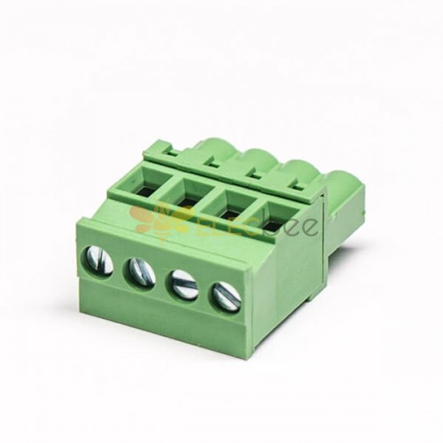 插拔接線端子直式帶4個螺釘式的插拔式接線端子綠色