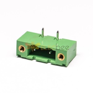 插拔式接線端子彎針2芯2孔法蘭綠色PCB板端子座