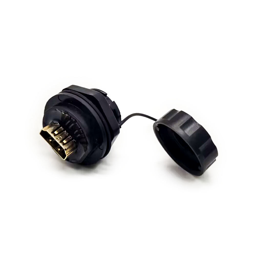 Waterproof HDMI female to female adapter 19pins Panel Mount HDMI connectors IP68 with Dust-cover