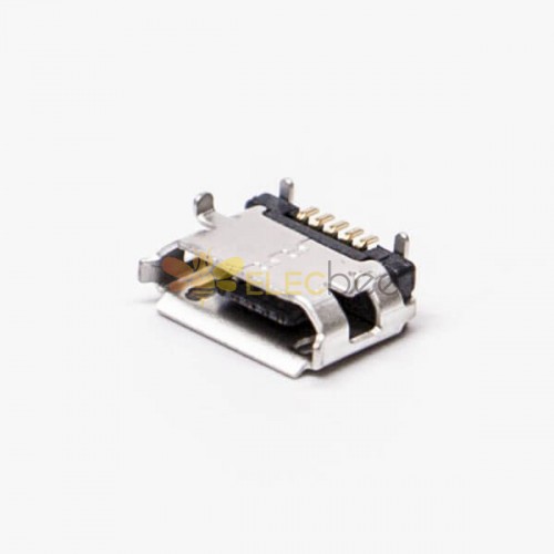 Conector Micro USB B Fêmea 5 Pinos SMT Tipo B Direto para Montagem de PCB 8.3-4.45
