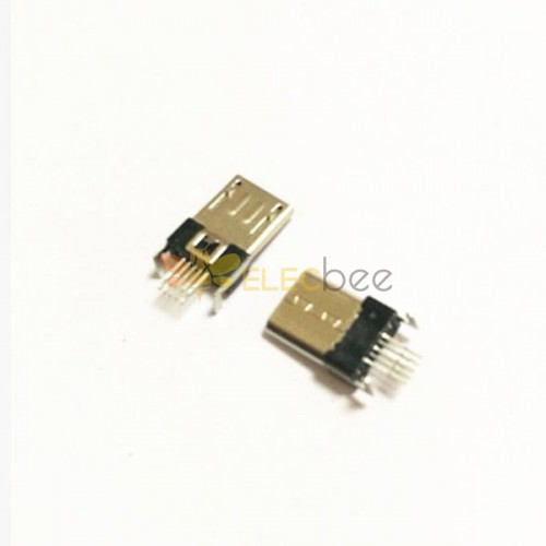 Micro USB B公座连接器镀镍180度插板 20pcs
