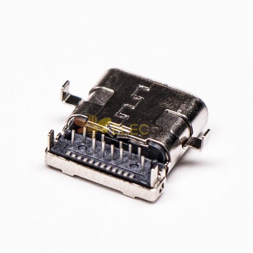 10pcs USB Type c母座彎頭90度沉板式插板smt