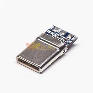 10pcs C Type USB接口直式180度24针公头带PCB板焊线 常规包装