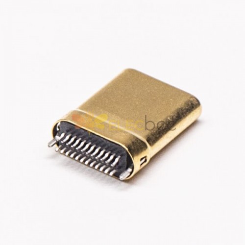 10pcs Type C 24 Pin Connector Straight Plug Through Hole Gold Plating